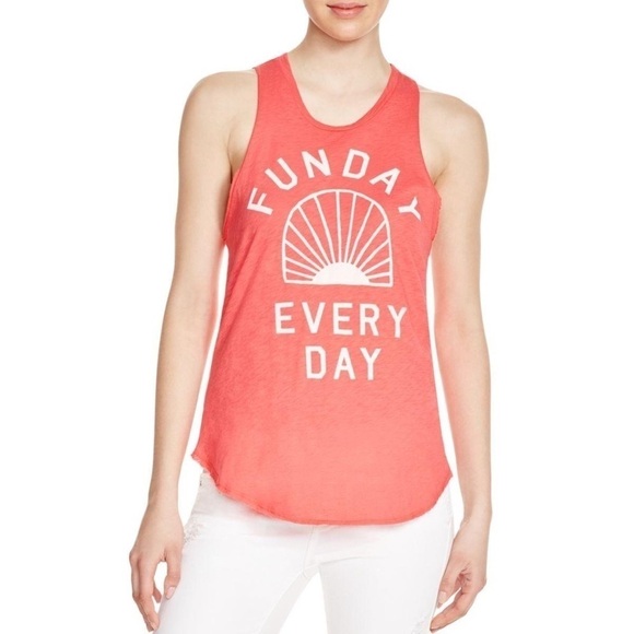 Sundry Funday Every Day Shell Graphic Tank Top in Hibiscus sz 0 - Picture 1 of 9